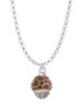 Brown Giraffe Print - Gold Tone Spinner Charm Necklace