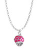 Hot Pink Giraffe Print - Silver Tone Spinner Charm Necklace