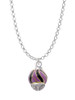 Wide Black and Purple Animal Striped Print - Gold Tone Spinner Charm Necklace