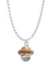 Tan Center Gold Tone Spinner Charm Necklace