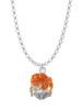 Hot Orange Hibiscus Flowers Spinner Charm Necklace