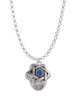 Star of David with Blue Crystal Spinner Charm Necklace