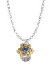 Star of David with Blue Crystal - Gold Tone Spinner Charm Necklace