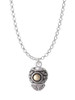 Silver Tone Pattern with 2 Gold Tone Bullets Spinners Charm Necklace