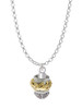 Gold Tone Dragon with Silver Tone Border Spinner Charm Necklace
