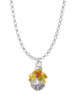 Hot Yellow & Orange Plumeria Flowers Spinner Charm Necklace