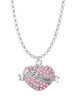 Big Sister Banner on Pink Crystal Heart Charm Necklace