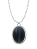 Oval - Imitation Cat's Eye - Black - Charm Necklace