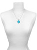 Oval - Imitation Cat's Eye - Dark Teal - Charm Necklace