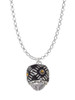 Diagonal Banded Barrel with Brown Crystals Spinner Charm Necklace