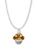 Translucent Brown Center with Clear Crystals Gold Tone Spinner Charm Necklace