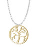 Gold Tone Tree of Life in Circle Charm Necklace