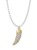 Gold Tone Large Crystal Sabre Tooth Charm Necklace