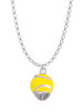 Yellow Softball with Silver Tone Stitching Spinner Charm Necklace