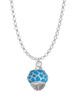 Hot Blue Giraffe Print Spinner Charm Necklace