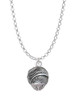Silver Tone Feather Spinner Charm Necklace