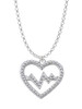 Large Clear Crystal Heart with Heartbeat Charm Necklace