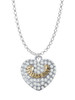 Gold Tone Sisters Rock on Clear Crystal Heart Charm Necklace