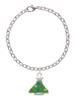 Green Resin Christmas Tree with Crystals Charm Bracelet