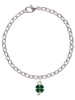 Mini Green Four Leaf Clover with Heart Leaves Charm Bracelet
