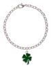Two Sided Green Enamel Lucky Four Leaf Clover Charm Bracelet