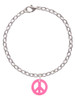 Acrylic Small Hot Pink Peace Sign Charm Bracelet