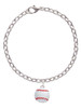 Large White Enamel Baseball Charm Bracelet