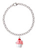 Resin White Cupcake with Pink Frosting Charm Bracelet