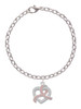 Heart Outline with Pink Ribbon Looping Through Charm Bracelet