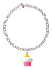 Resin Pink Cupcake with White Frosting Charm Bracelet