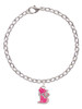 Hot Pink Glitter Cat Charm Bracelet