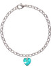 Teal Crystal Heart Charm Bracelet