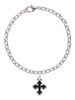 Small Black Enamel Botonee Cross Charm Bracelet