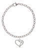 Heart Outline with diagonal Cross Charm Bracelet