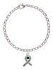 Scroll Ribbon with Green Crystal Charm Bracelet