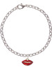 Small Gold Tone Translucent Red Lips Charm Bracelet