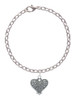 Antiqued Snake Print Heart Charm Bracelet