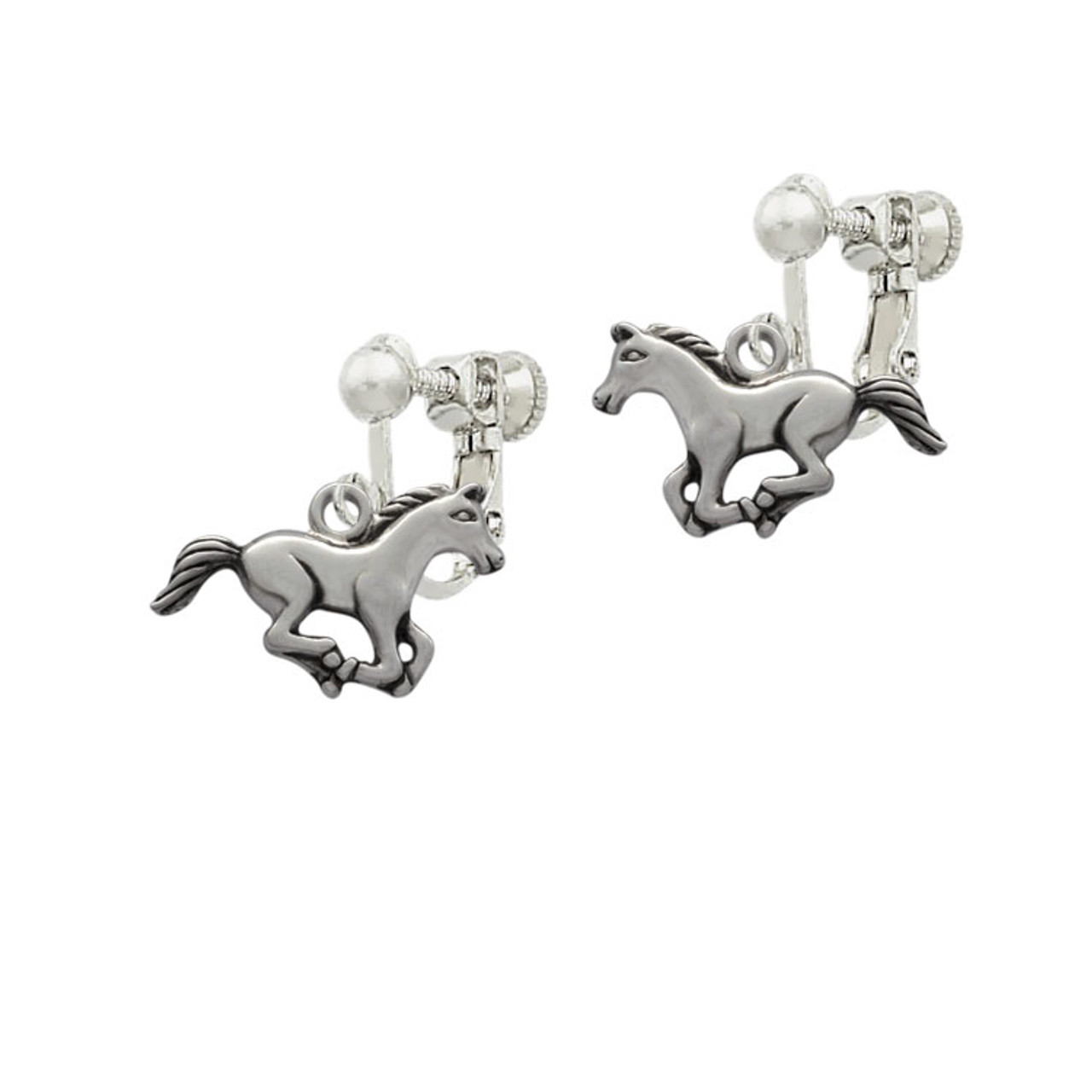 horse clip on earrings