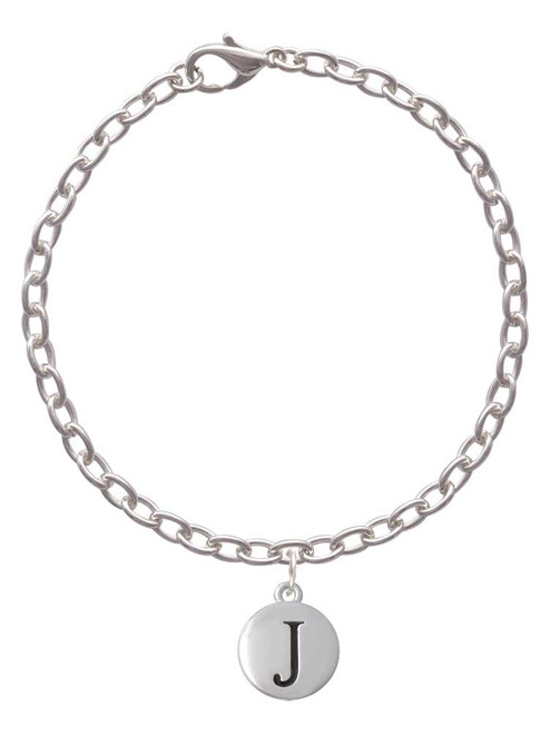 Capital Letter - J - Pebble Disc - Charm Bracelet