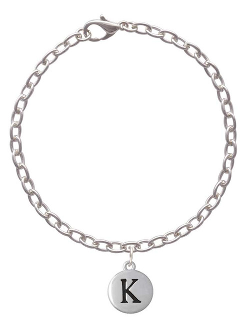 Capital Letter - K - Pebble Disc - Charm Bracelet