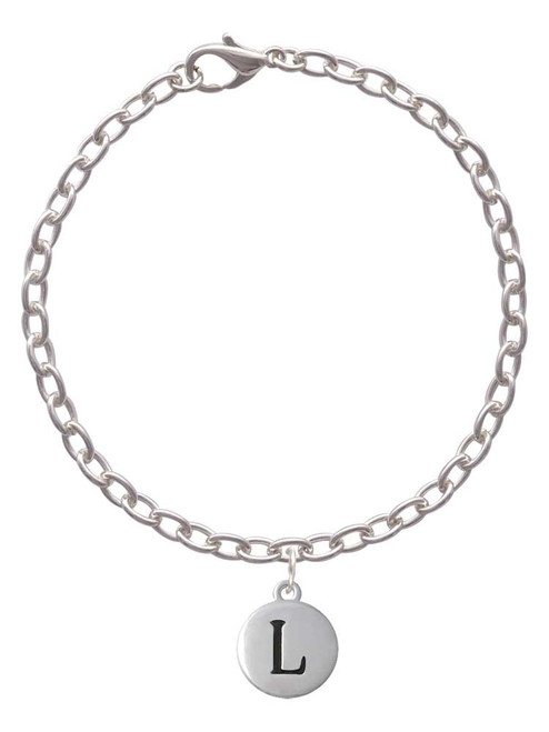 Capital Letter - L - Pebble Disc - Charm Bracelet
