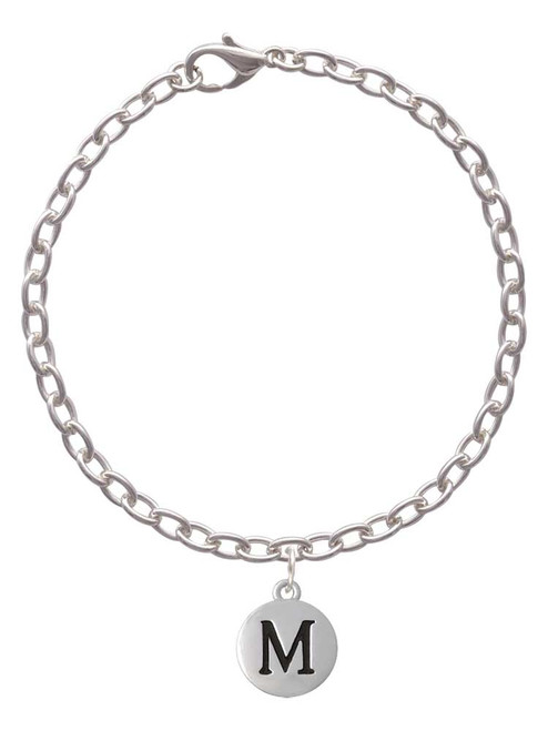 Capital Letter - M - Pebble Disc - Charm Bracelet