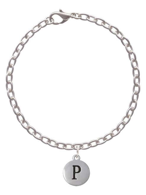 Capital Letter - P - Pebble Disc - Charm Bracelet