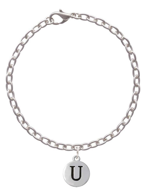 Capital Letter - U - Pebble Disc - Charm Bracelet