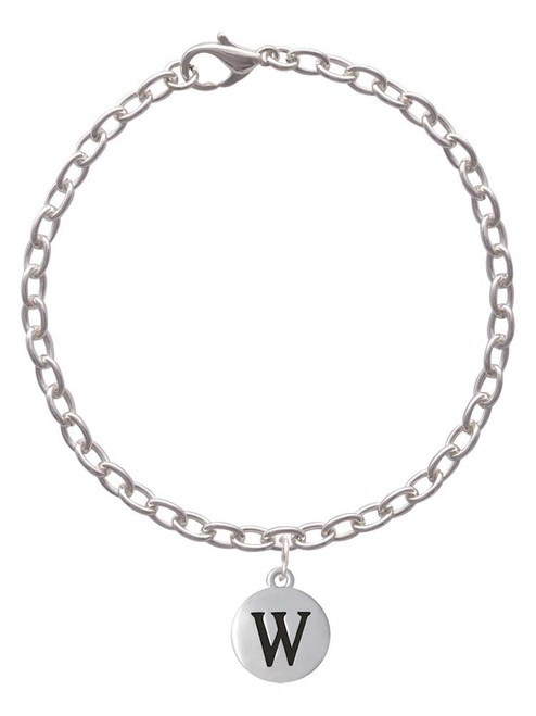 Capital Letter - W - Pebble Disc - Charm Bracelet