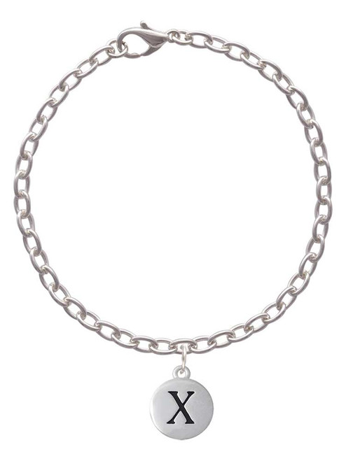 Capital Letter - X - Pebble Disc - Charm Bracelet