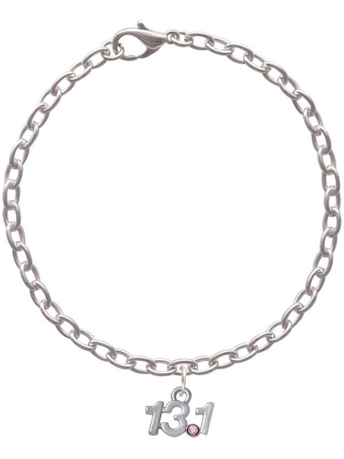 Half Marathon - 13.1 with Pink Crystal Charm Bracelet