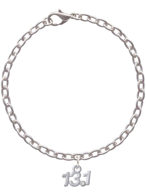 Half Marathon - 13.1 with Clear Crystal Charm Bracelet