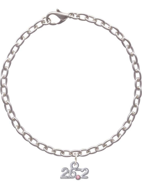 Marathon - 26.2 with Pink Crystal Charm Bracelet