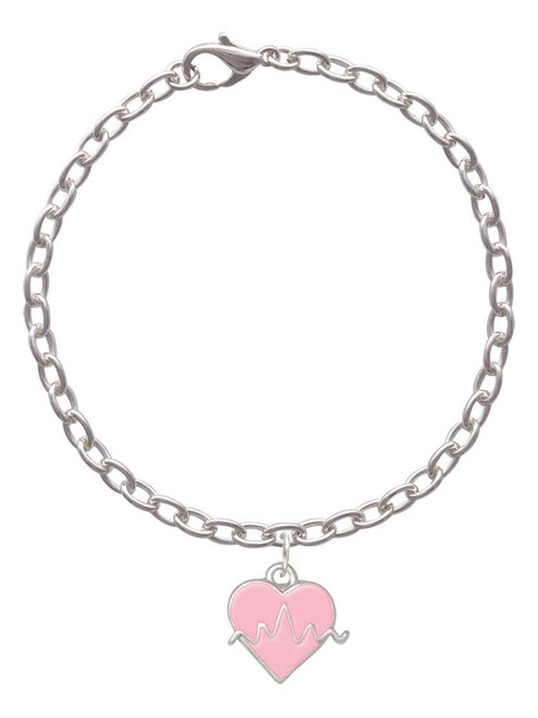 Heartbeat on Pink Heart Charm Bracelet